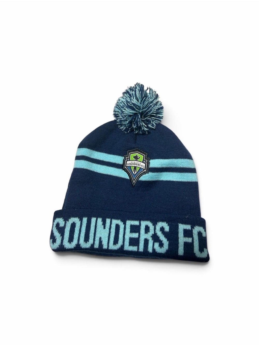 Seattle Sounders FC Subway Promo Knit Pom Beanie Hat Blue One Size Soccer MLS
